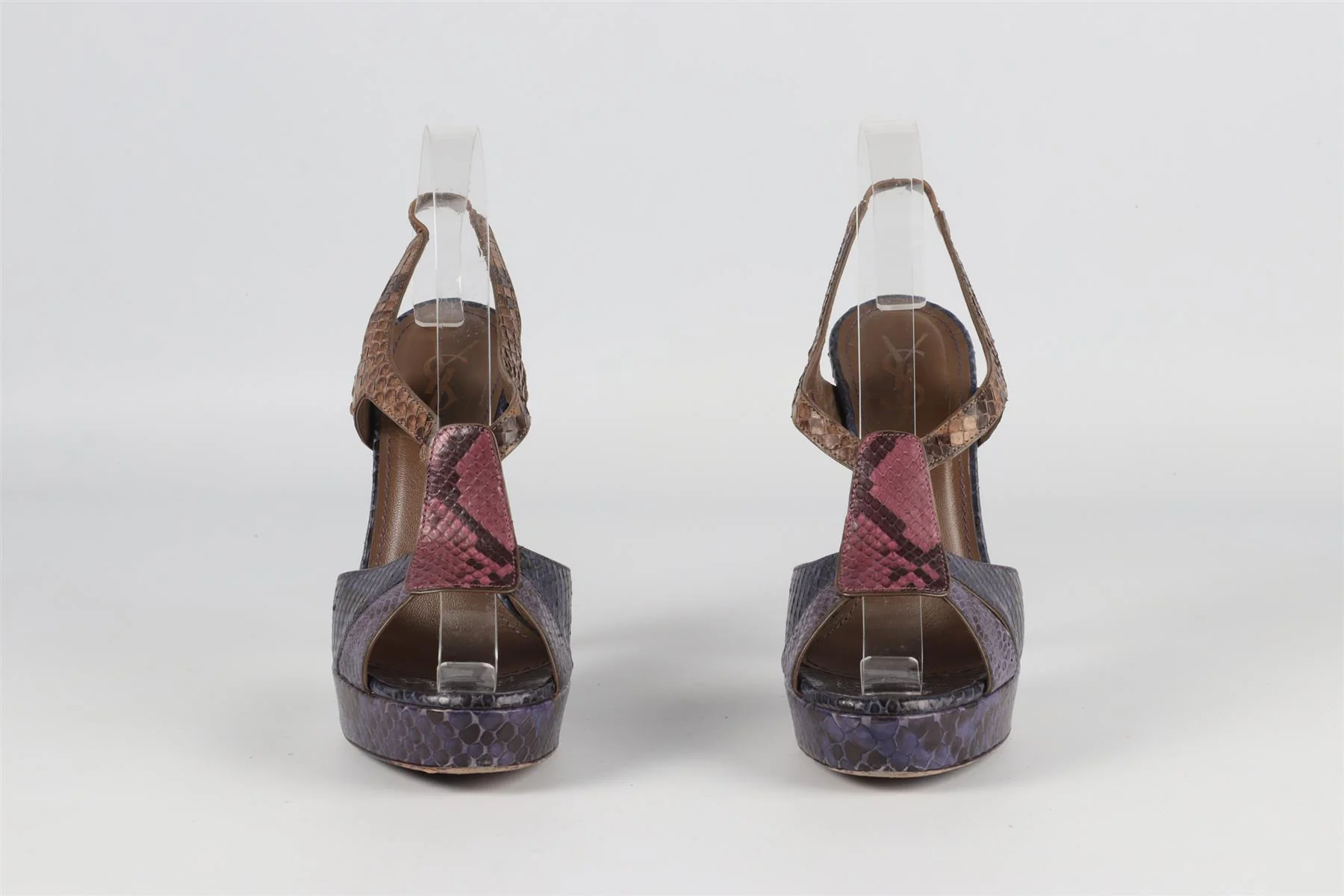 YVES SAINT LAURENT MULTI SNAKESKIN PLATFORM SANDALS EU 38 UK 5 US 8 - Image 3