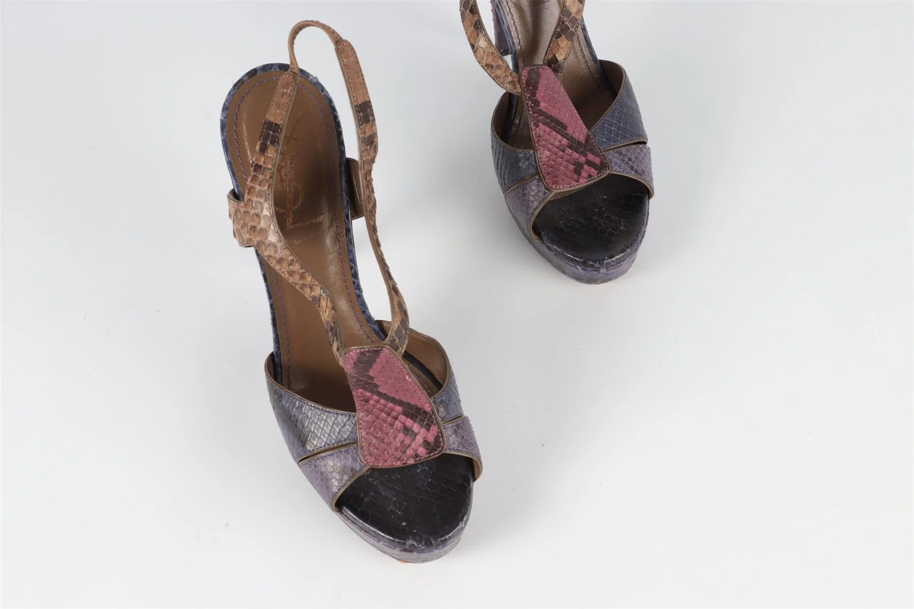 YVES SAINT LAURENT MULTI SNAKESKIN PLATFORM SANDALS EU 38 UK 5 US 8 - Image 4