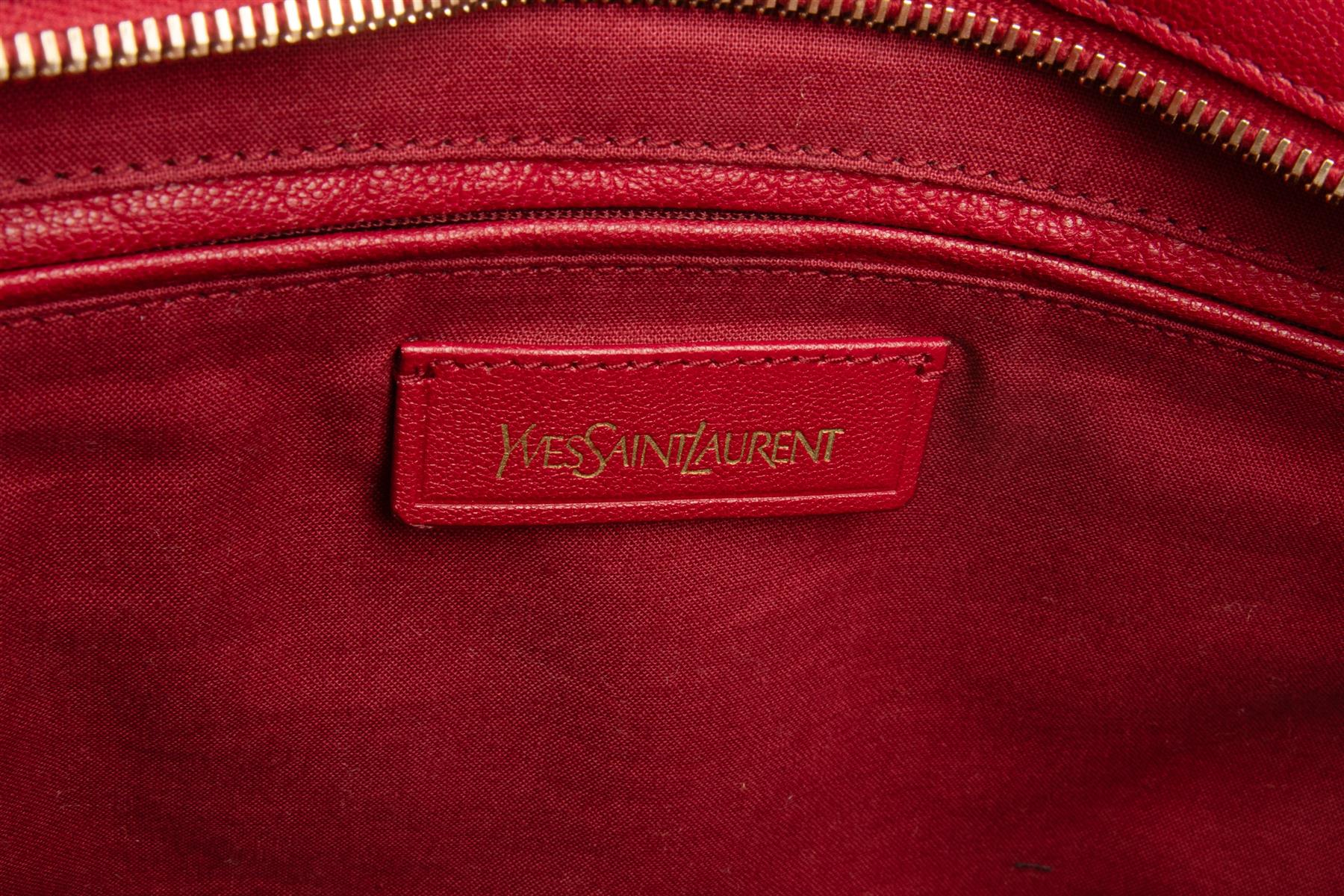 YVES SAINT LAURENT RED CABAS CHYC LEATHER TOTE BAG - Image 10