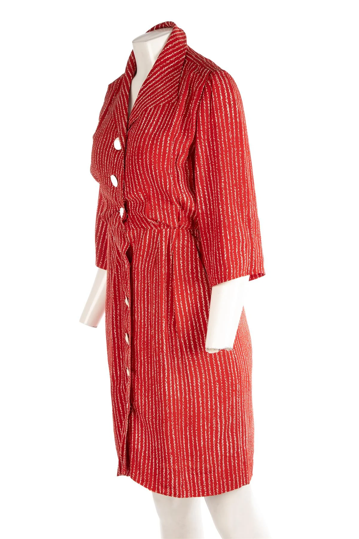YVES SAINT LAURENT RED VINTAGE CREPE MINI DRESS FR 34 UK 6 - Image 3