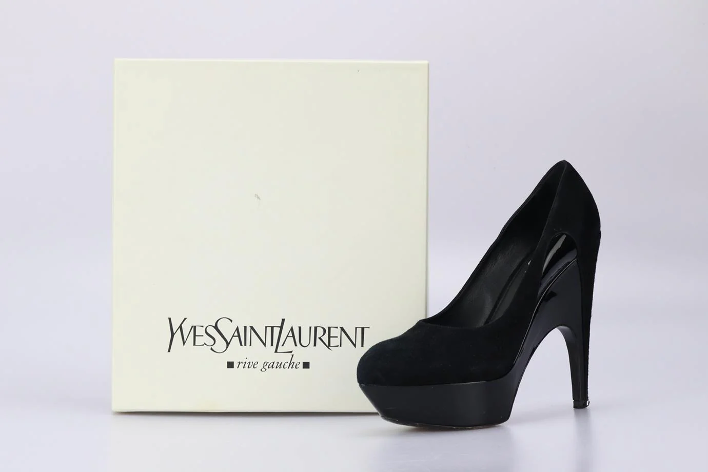 YVES SAINT LAURENT SUEDE AND PATENT LEATHER PLATFORM PUMPS EU 38 UK 5 US 8 - Image 7