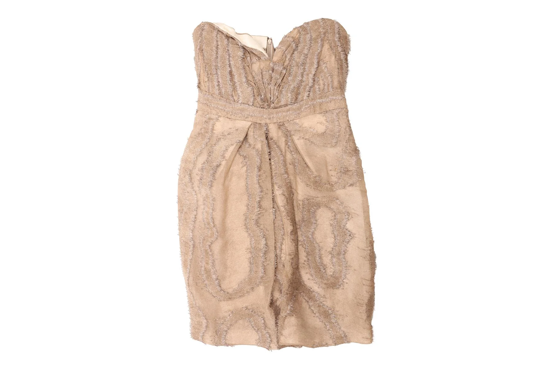 YVES SAINT LAURENT TAUPE SILK MINI DRESS FR 40 UK 12 - Image 2