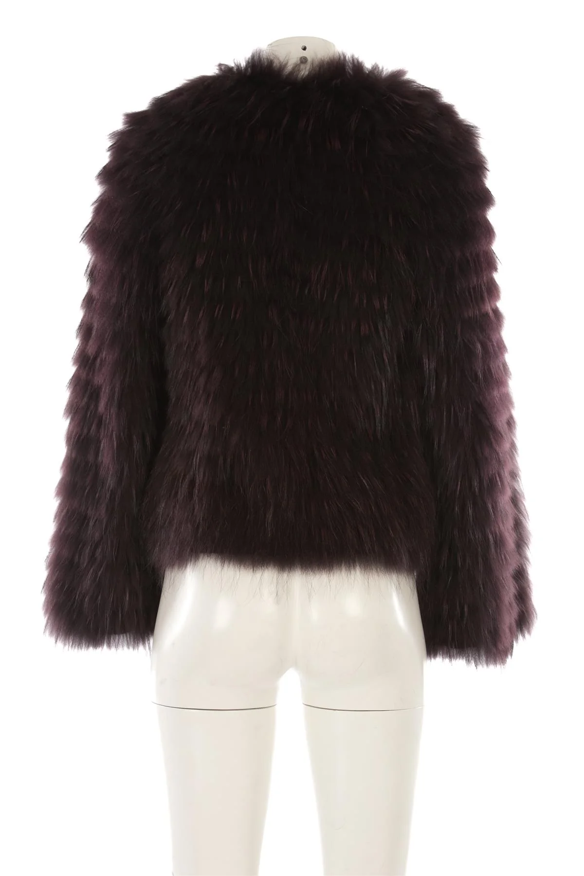 YVES SALOMON BURGUNDY RABBIT FUR JACKET FR 40 UK 12 - Image 4