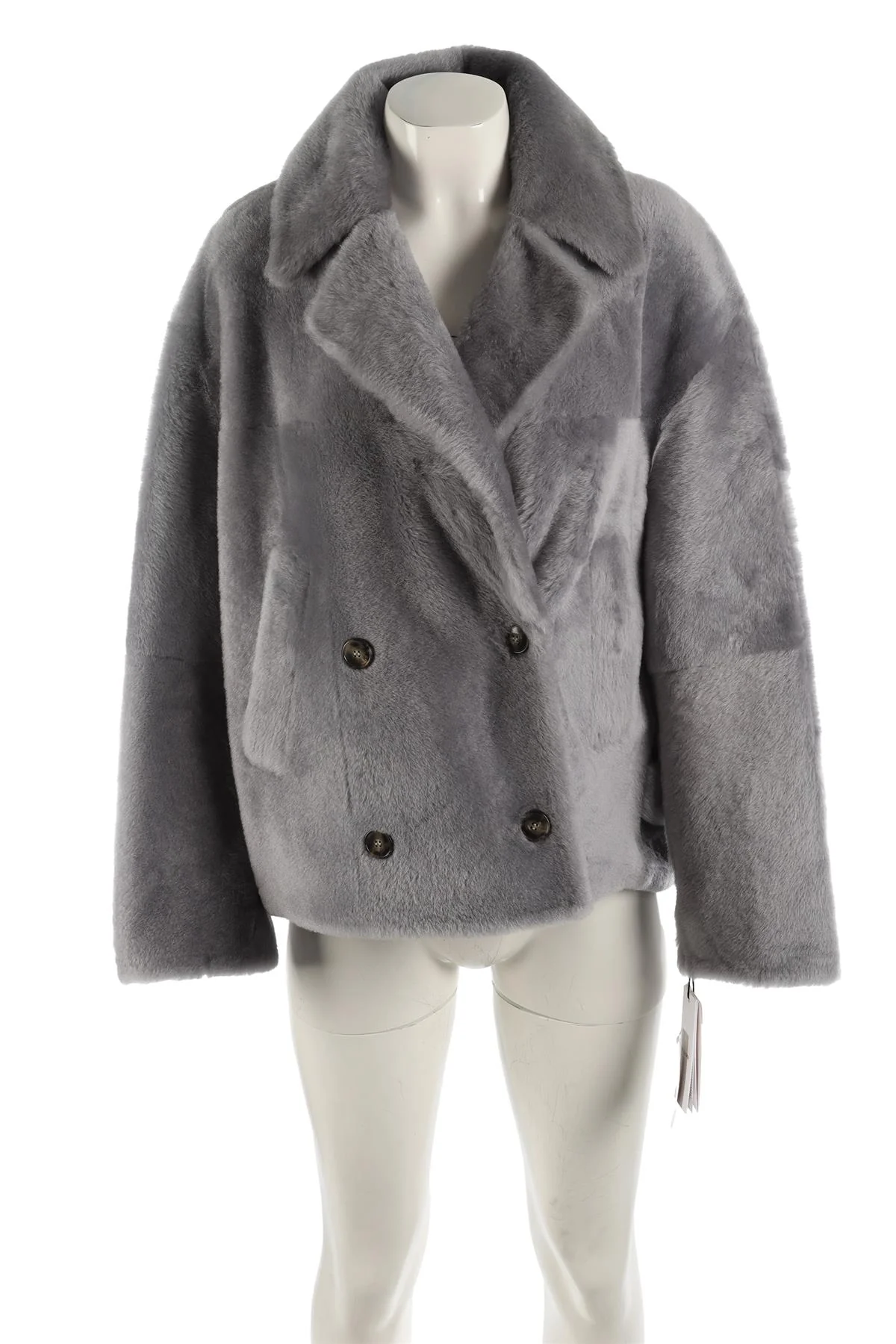 YVES SALOMON GREY SHEARLING JACKET FR 40 UK 12 - Image 2
