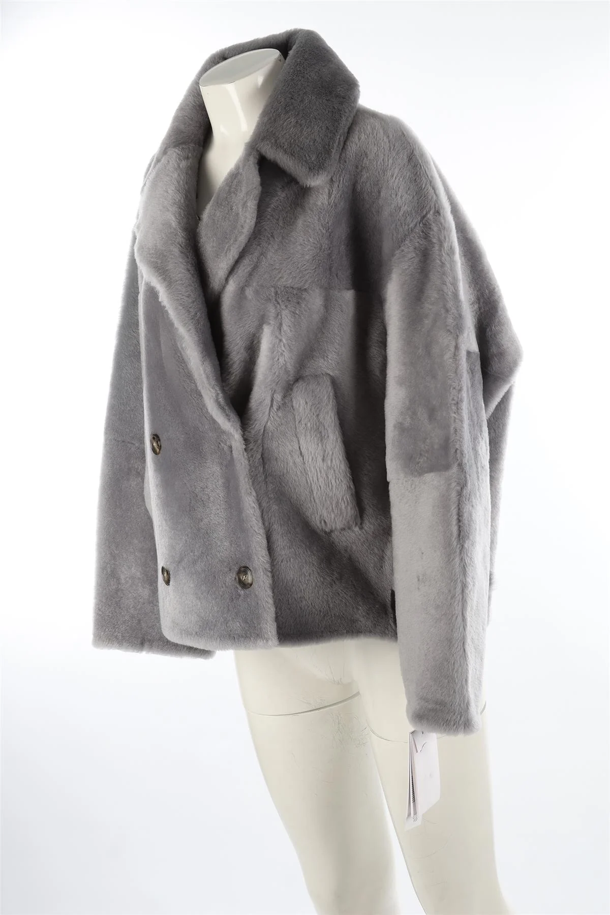 YVES SALOMON GREY SHEARLING JACKET FR 40 UK 12 - Image 3