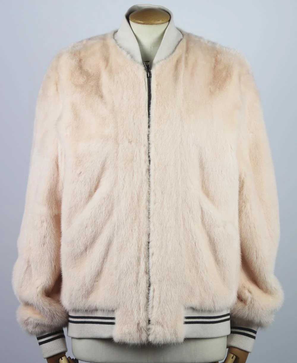 YVES SALOMON OVERSIZED PRINTED MINK FUR BOMBER JACKET FR 36 UK 8 - Image 2
