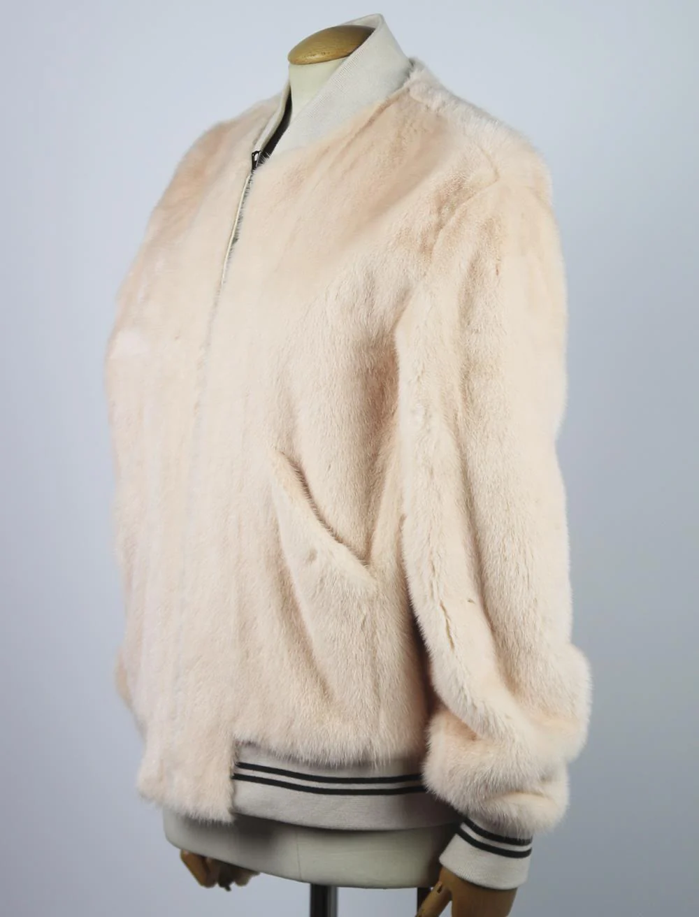 YVES SALOMON OVERSIZED PRINTED MINK FUR BOMBER JACKET FR 36 UK 8 - Image 3