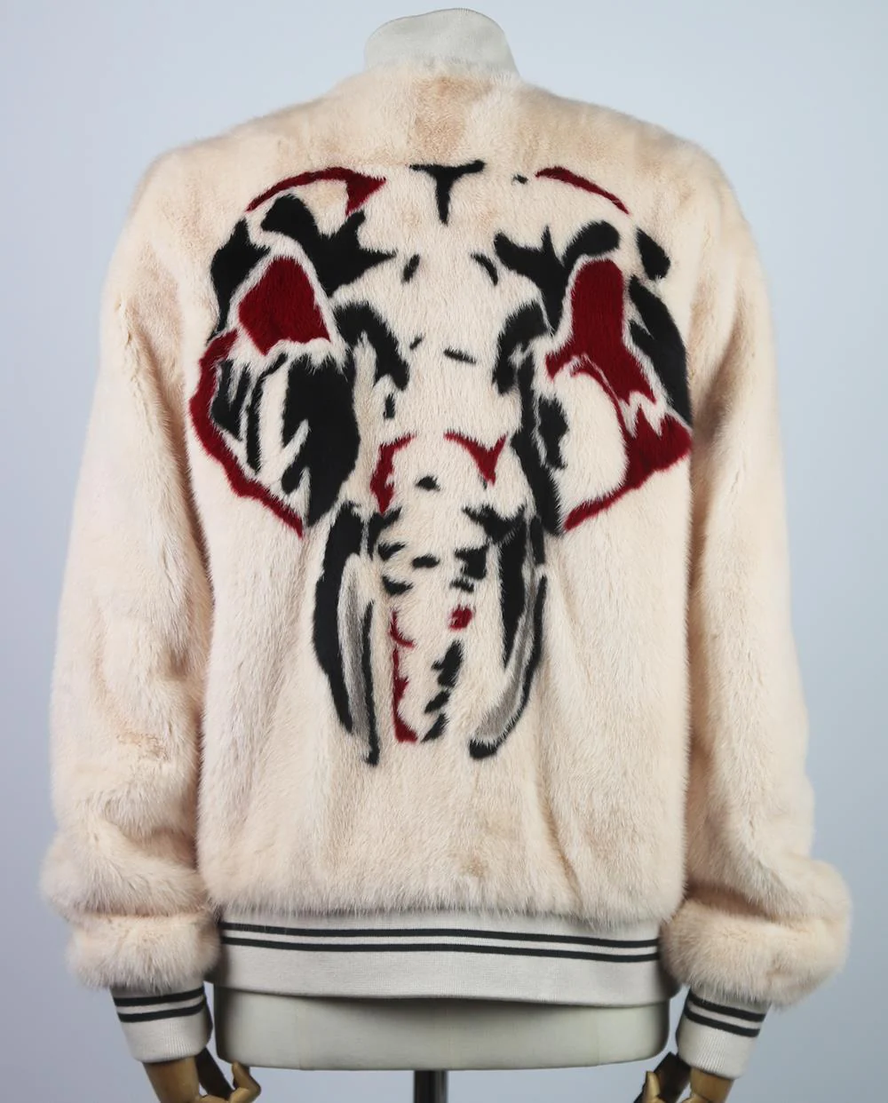 YVES SALOMON OVERSIZED PRINTED MINK FUR BOMBER JACKET FR 36 UK 8 - Image 4