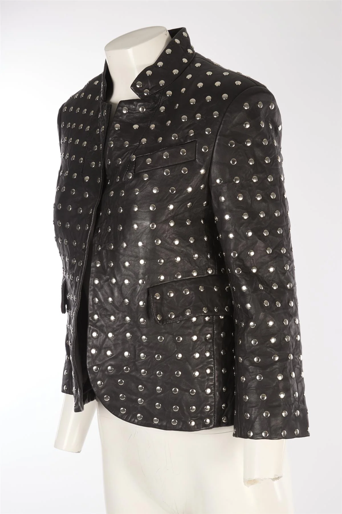 ZADIG & VOLTAIRE BLACK LEATHER BLAZER FR 36 UK 8 - Image 3