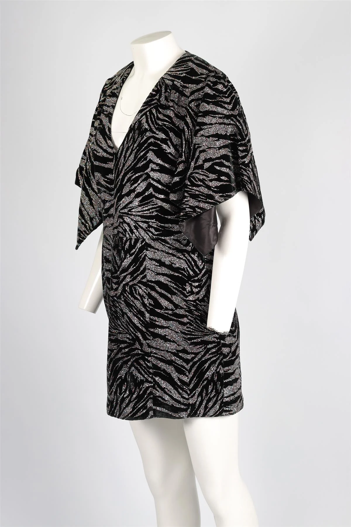 ZADIG & VOLTAIRE BLACK VELVET MINI DRESS LARGE - Image 3