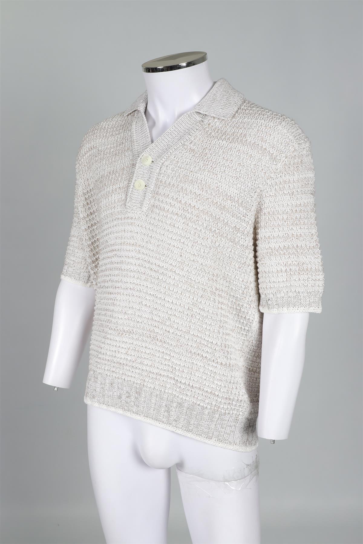 ZEGNA BEIGE MEN'S COTTON POLO SHIRT LARGE - Image 3