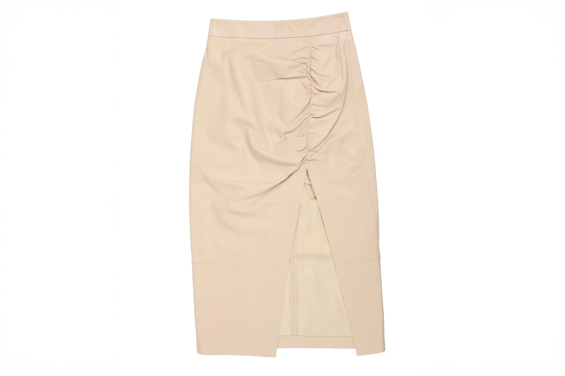 ZEYNAP ARCAY TAUPE LEATHER MIDI SKIRT FR 36 UK 8 - Image 2