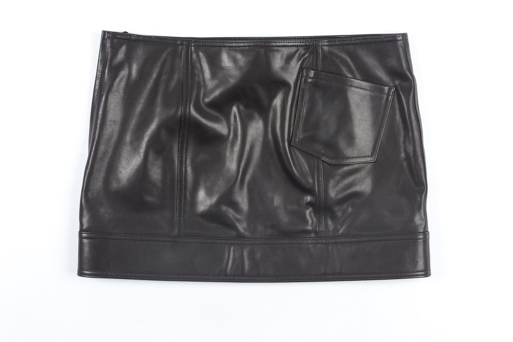 ZEYNEP ARCAY BLACK LEATHER MINI SKIRT FR 32 UK 4 - Image 4