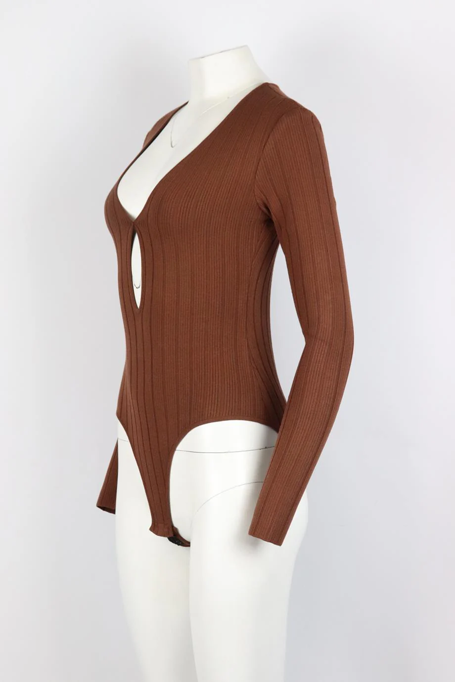 ZEYNEP ARCAY CUTOUT RIBBED STRETCH KNIT BODYSUIT US 4 UK 8 - Image 3