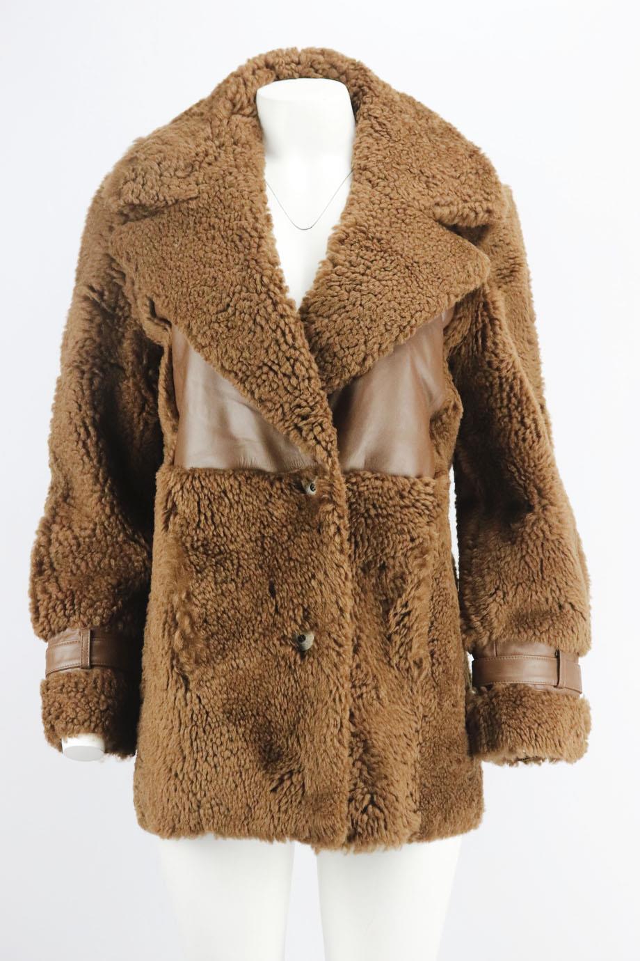 ZEYNEP ARCAY LEATHER TRIMMED SHEARLING COAT FR 34 UK 6 - Image 2