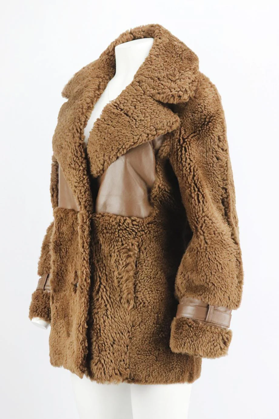 ZEYNEP ARCAY LEATHER TRIMMED SHEARLING COAT FR 34 UK 6 - Image 3