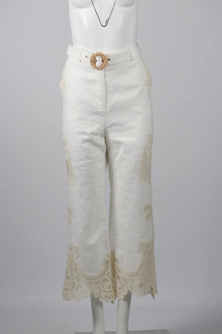 ZIMMERMAN BELTED LINEN WIDE LEG PANTS UK 12 - Image 2