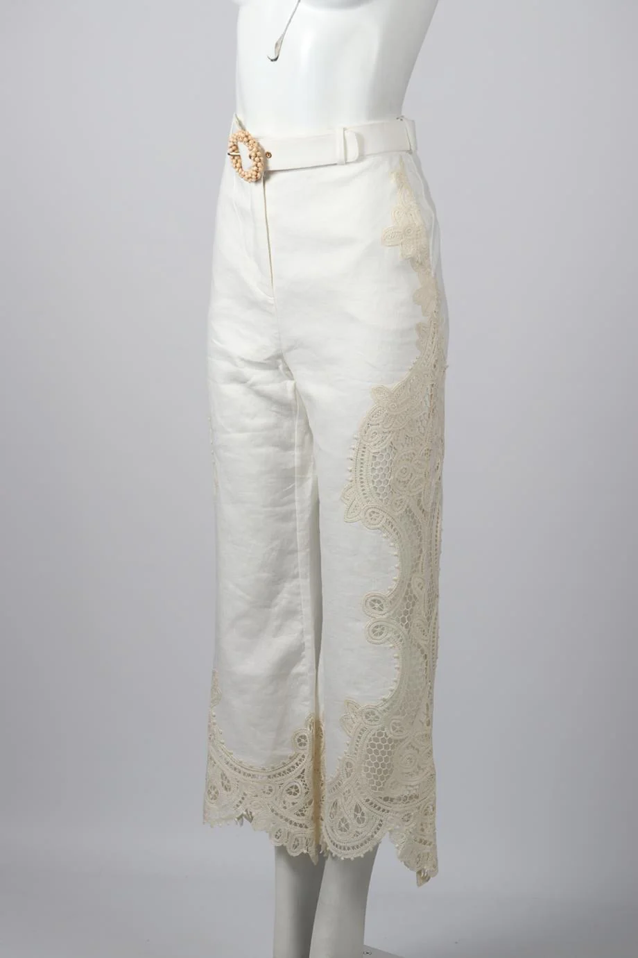 ZIMMERMAN BELTED LINEN WIDE LEG PANTS UK 12 - Image 3