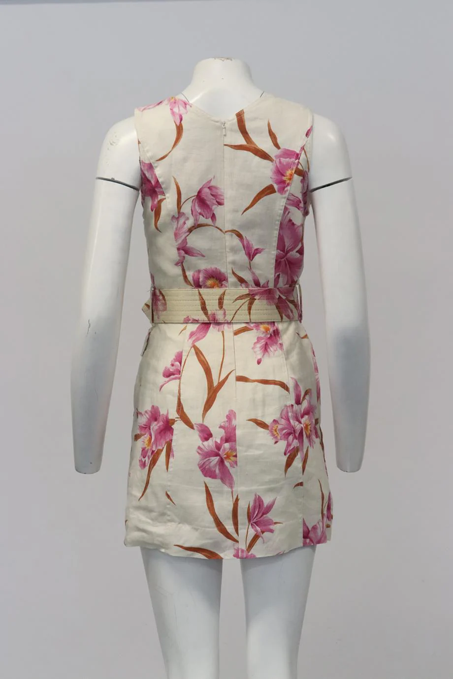 ZIMMERMANN BELTED FLORAL PRINT LINEN MINI DRESS UK 10 - Image 4