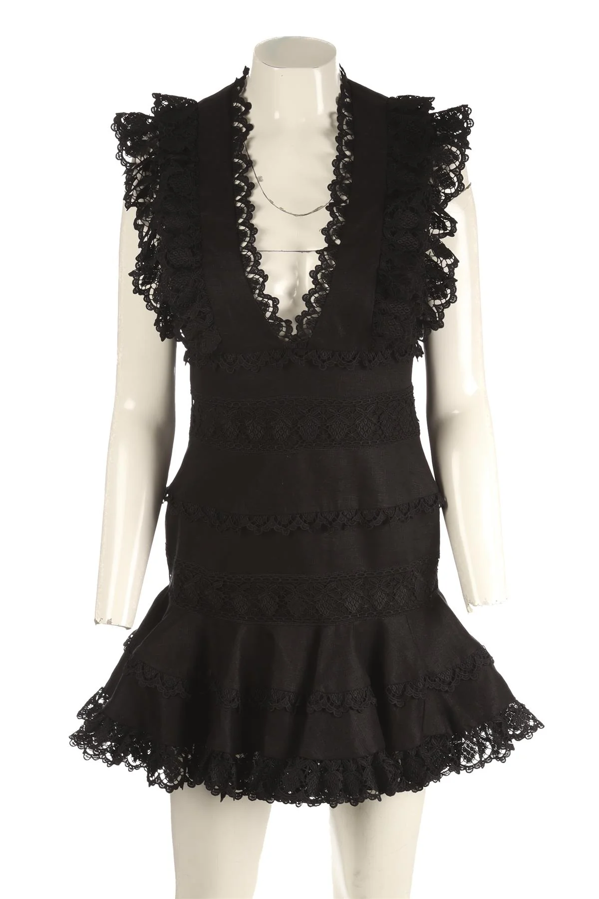 ZIMMERMANN BLACK LINEN MINI DRESS UK 10 - Image 2