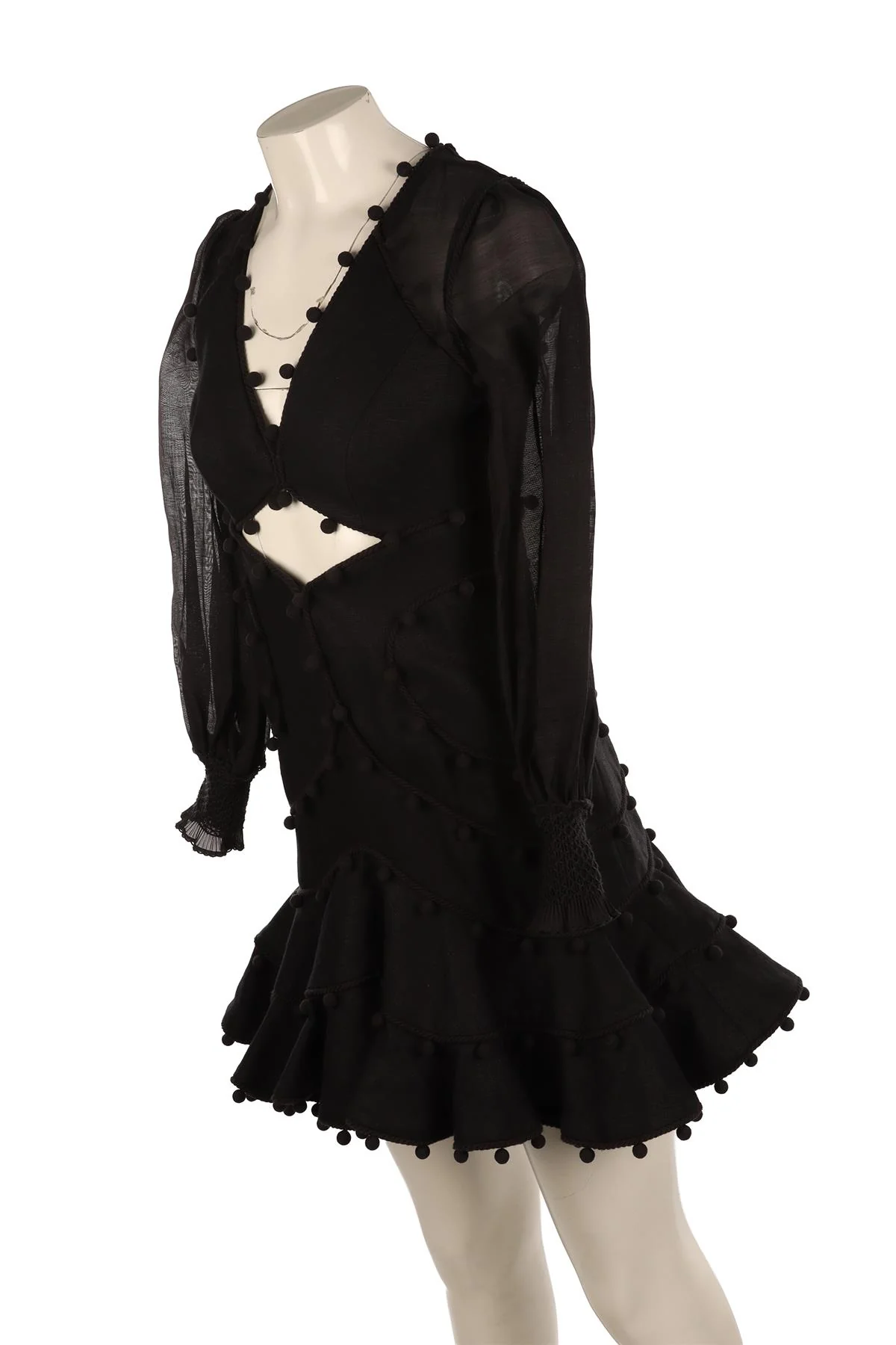 ZIMMERMANN BLACK LINEN MINI DRESS UK 8 - Image 3