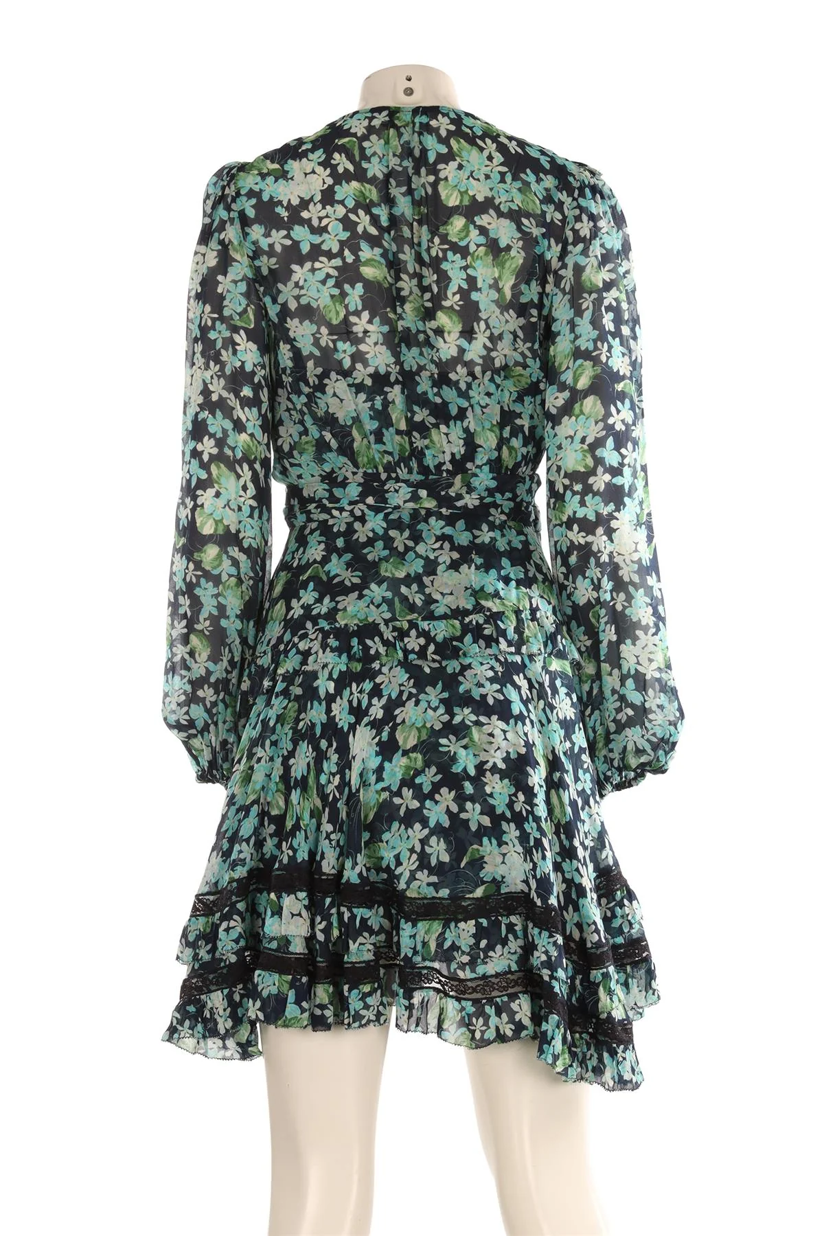 ZIMMERMANN BLUE SILK MINI DRESS 1 UK 10 - Image 4