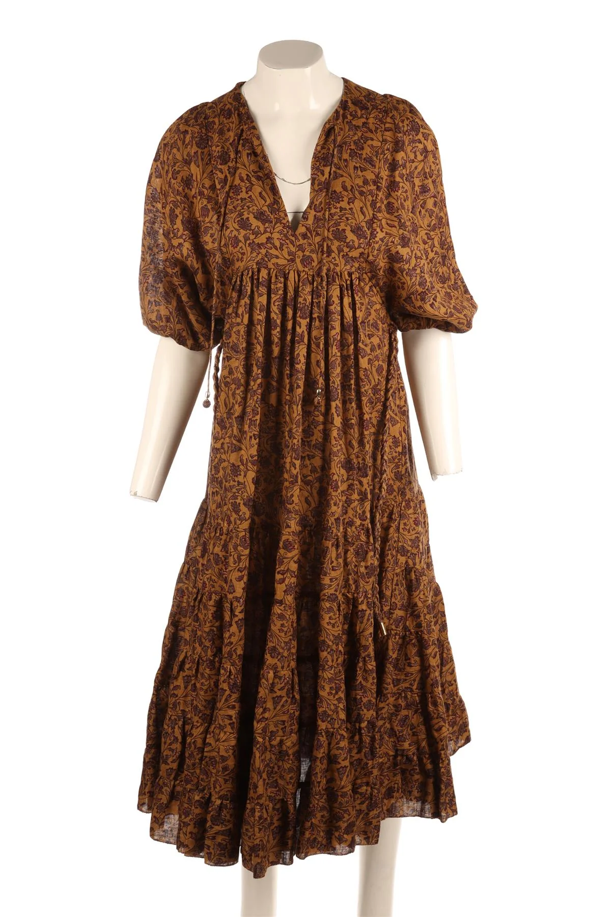 ZIMMERMANN BROWN COTTON MINI DRESS 0 UK 8 - Image 2
