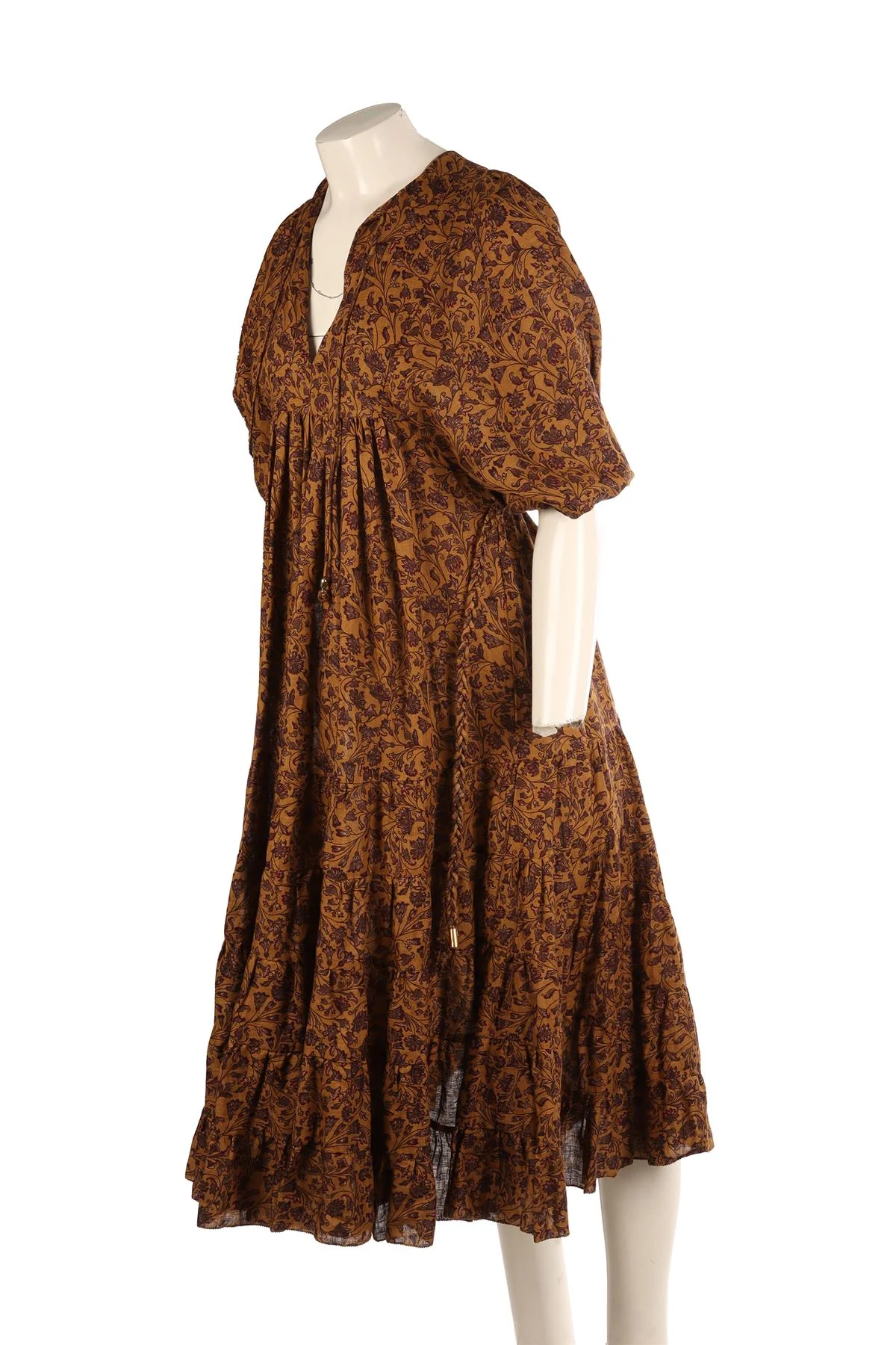 ZIMMERMANN BROWN COTTON MINI DRESS 0 UK 8 - Image 3