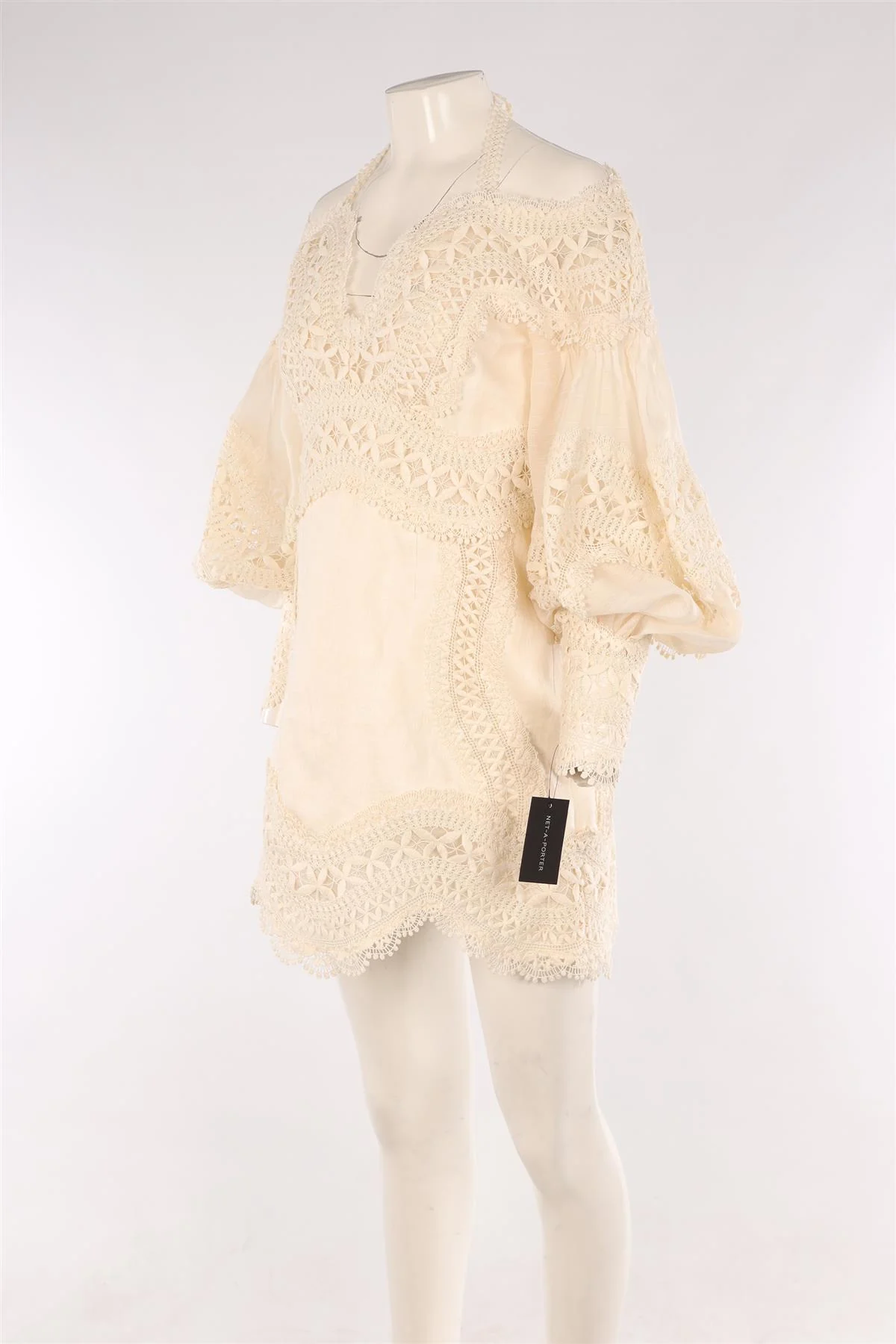 ZIMMERMANN CREAM LINEN MINI DRESS 2 UK 12 - Image 3