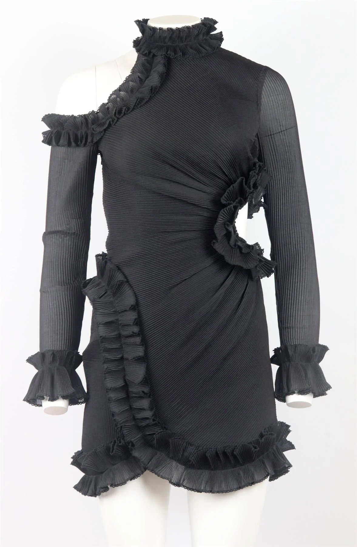 ZIMMERMANN CUTOUT RUFFLED PLISSE ORGANZA MINI DRESS UK 8 - Image 2