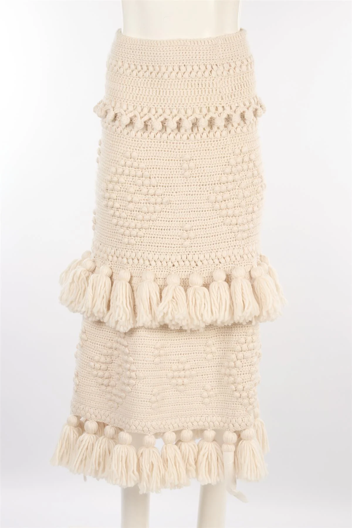ZIMMERMANN ECRU WOOL MAXI SKIRT UK 10 - Image 2