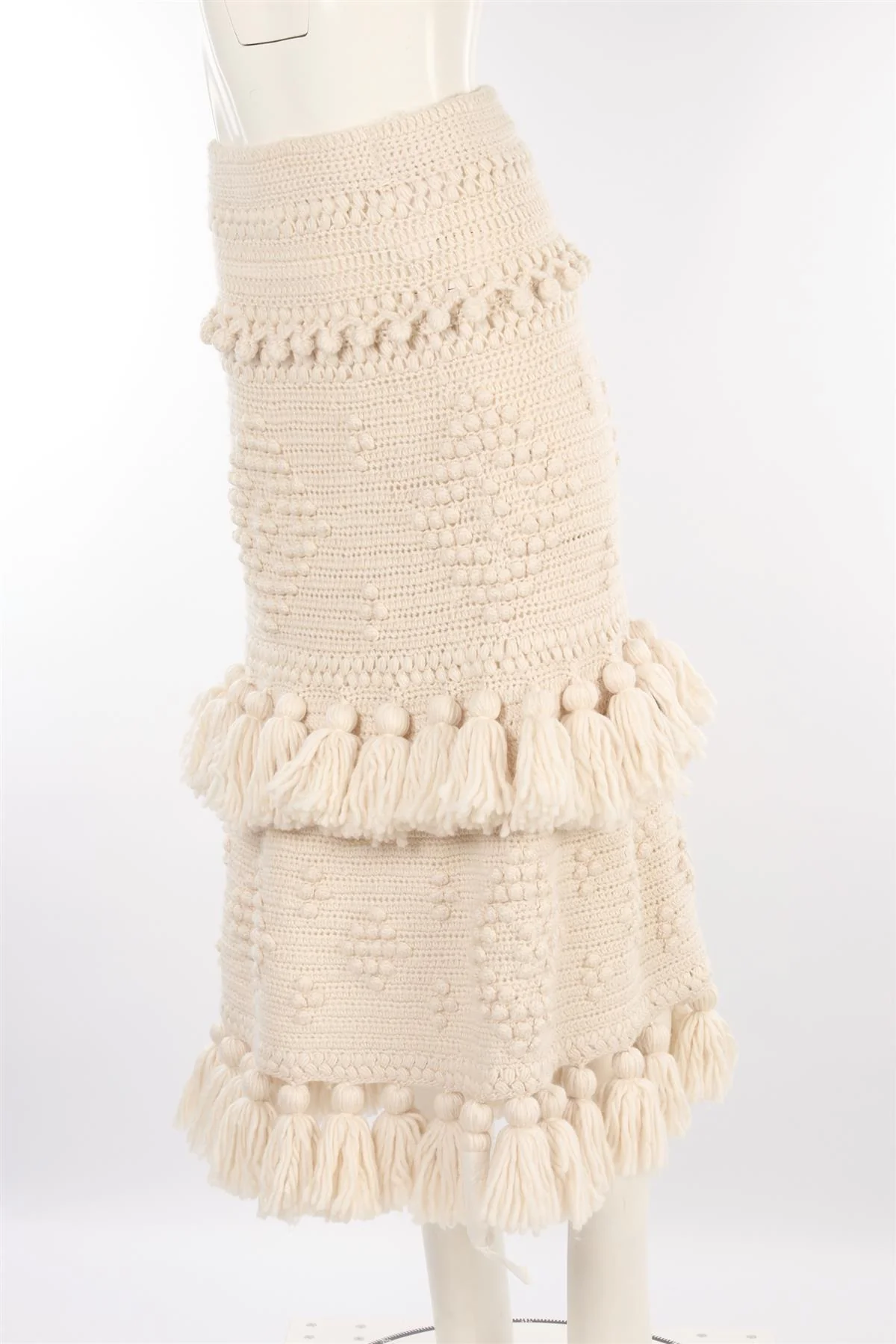 ZIMMERMANN ECRU WOOL MAXI SKIRT UK 10 - Image 3