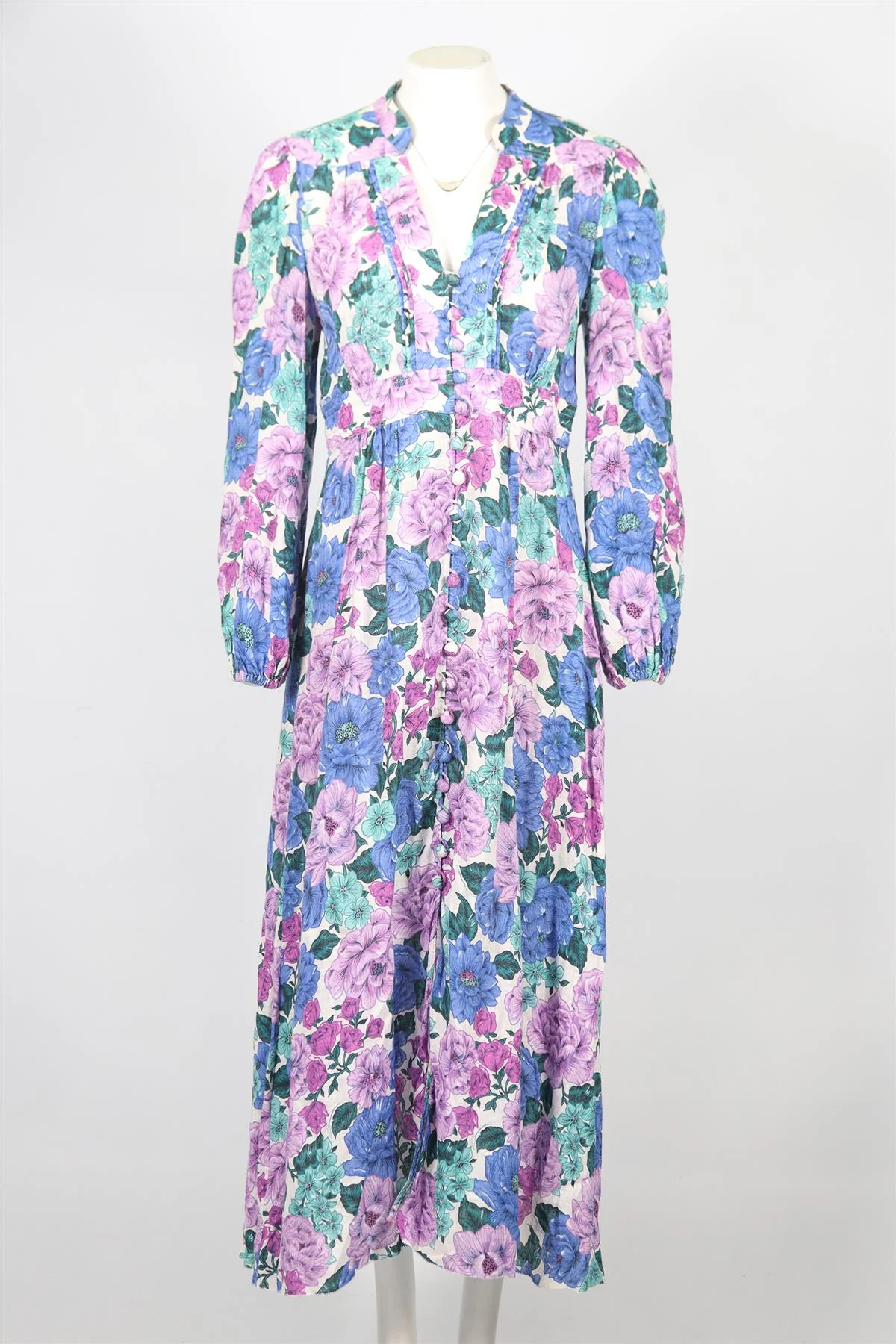 ZIMMERMANN FLORAL PRINT LINEN MAXI DRESS UK 12 - Image 2