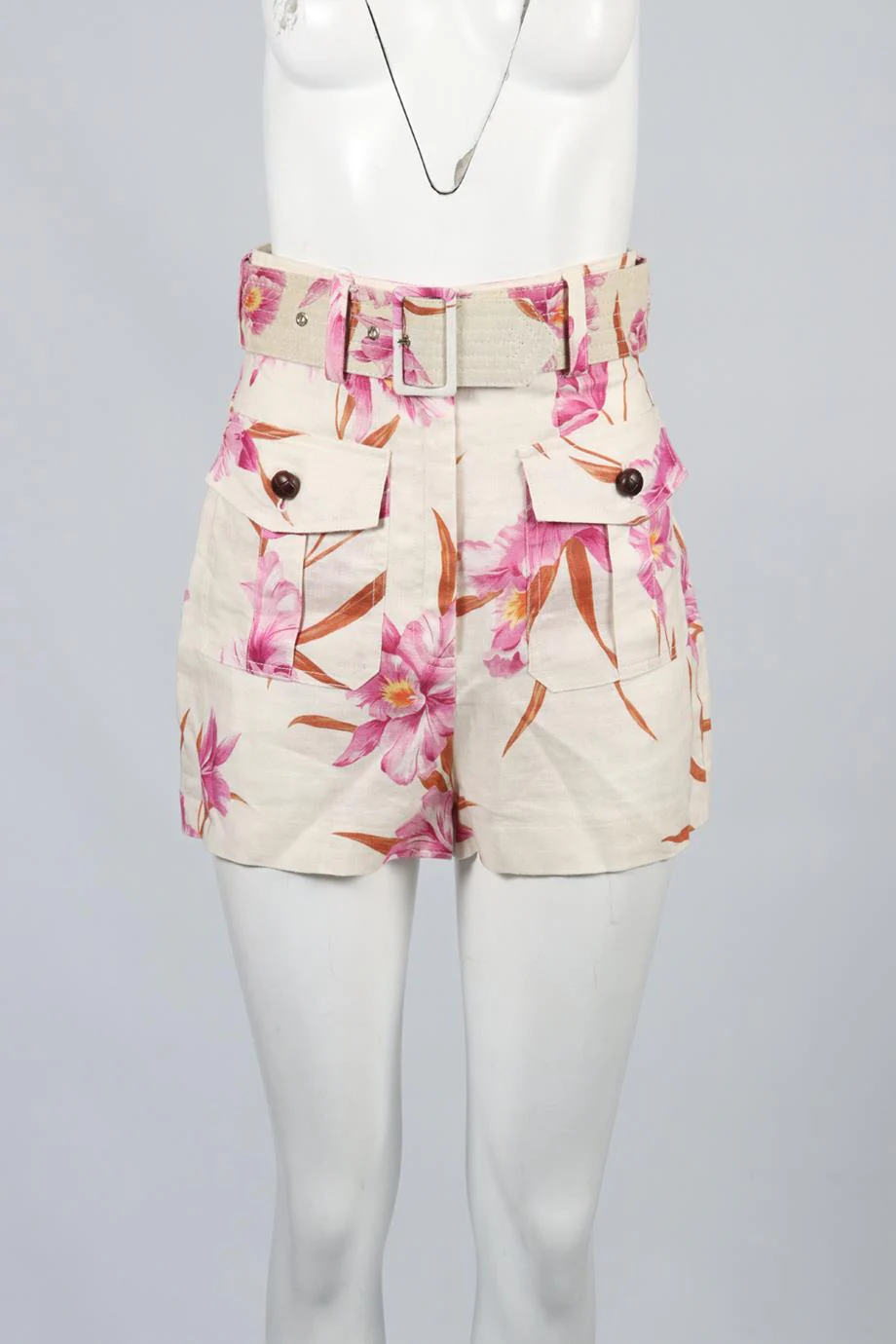 ZIMMERMANN FLORAL PRINT LINEN SHORTS UK 8 - Image 2