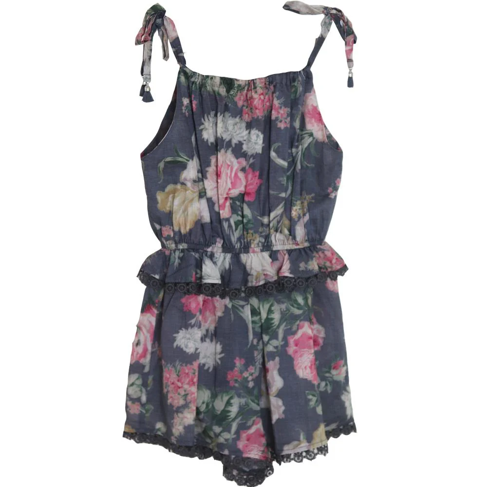 ZIMMERMANN KIDS GIRLS FLORAL COTTON PLAYSUIT 6 YEARS
