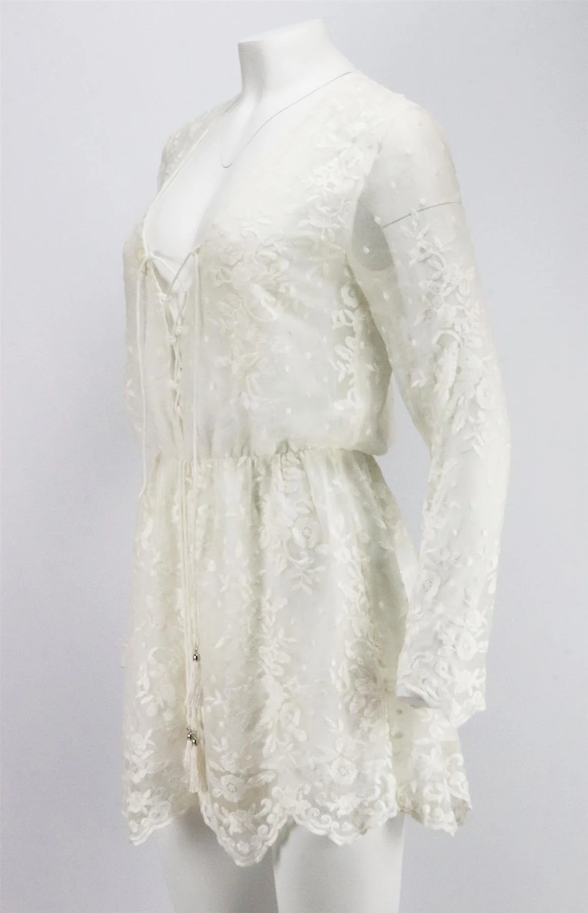 ZIMMERMANN LUCIA LACE UP EMBROIDERED SILK GEORGETTE PLAYSUIT UK 8 - Image 13