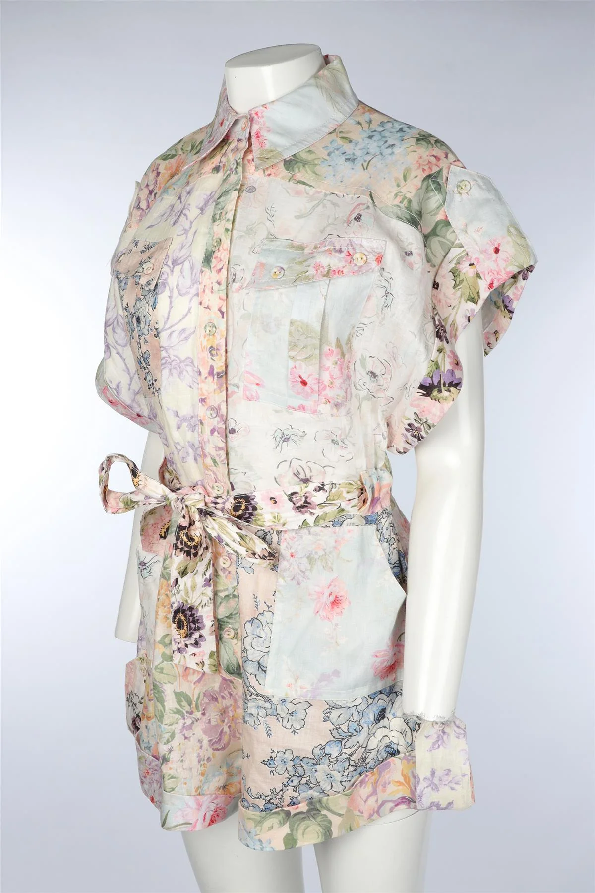 ZIMMERMANN MULTI LINEN PLAYSUIT UK 14 - Image 3