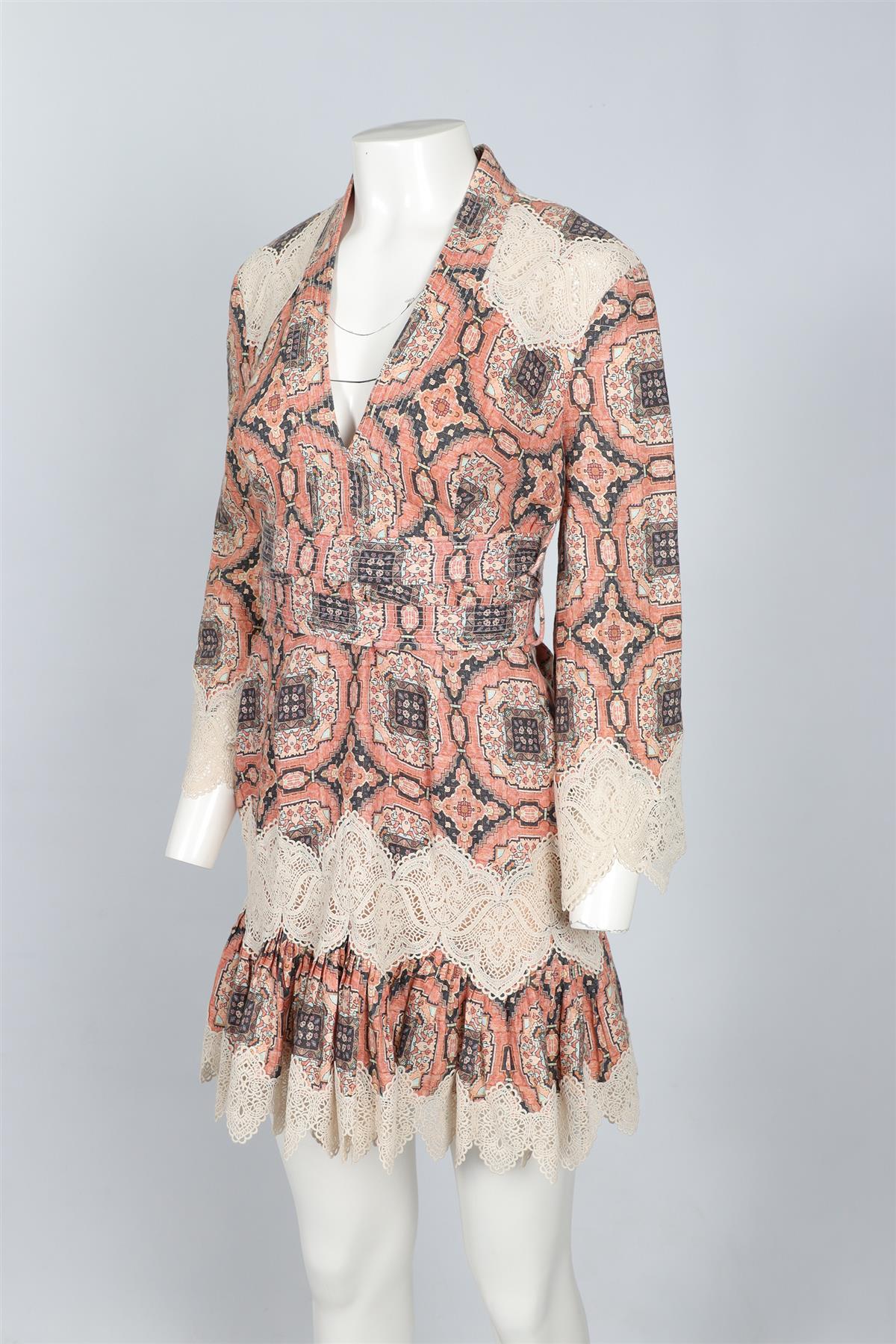 ZIMMERMANN ORANGE LINEN MINI DRESS UK 10 - Image 3