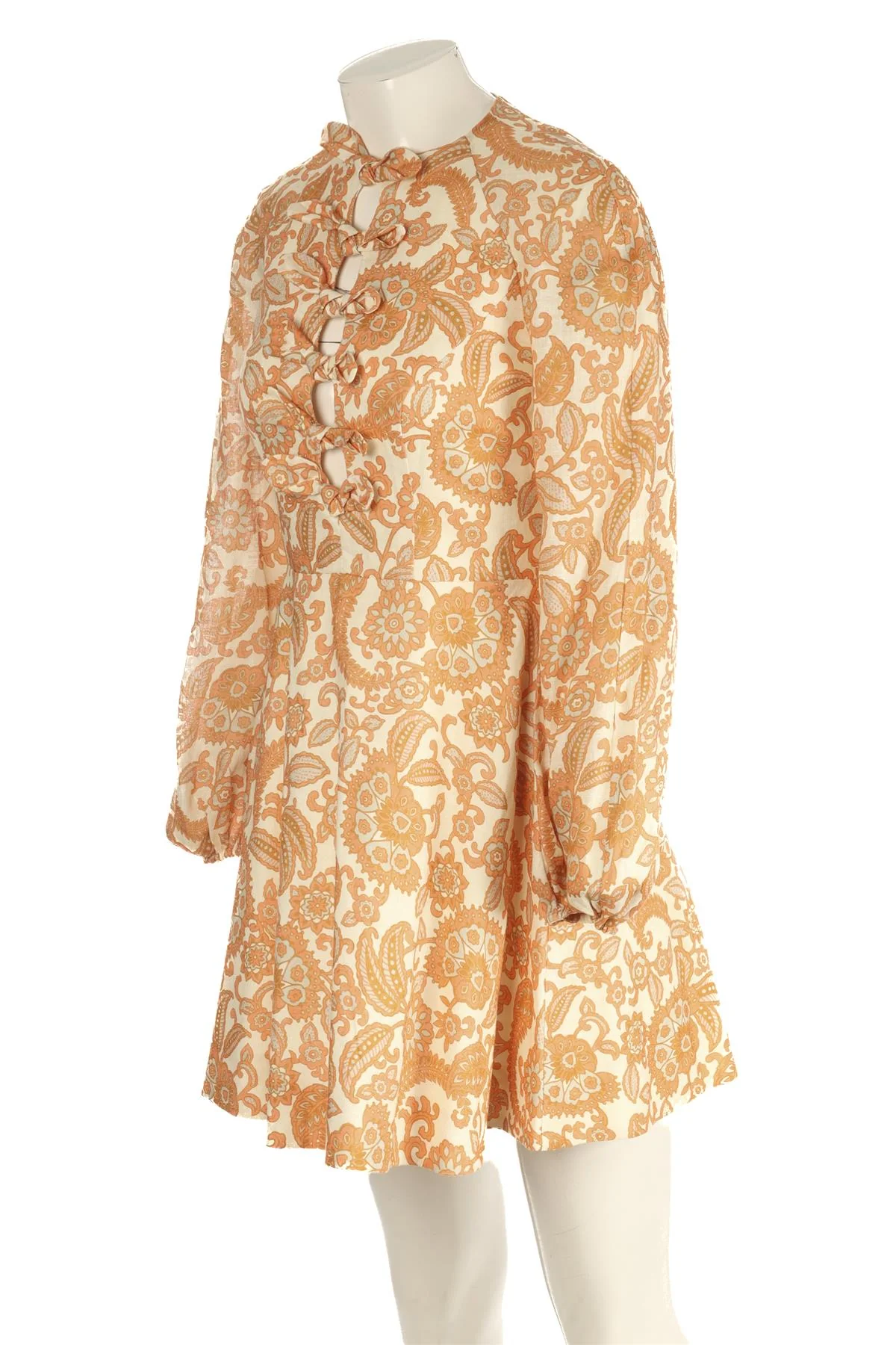 ZIMMERMANN ORANGE LINEN MINI DRESS UK 10 - Image 3