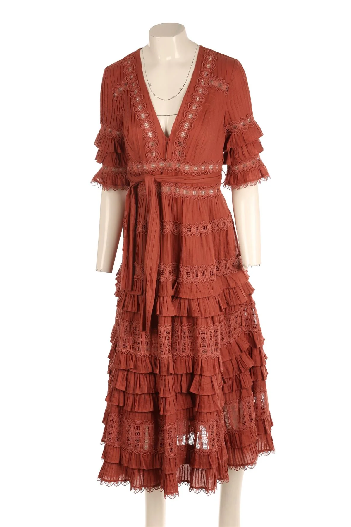 ZIMMERMANN PINK COTTON MAXI DRESS 1 UK 10 - Image 2