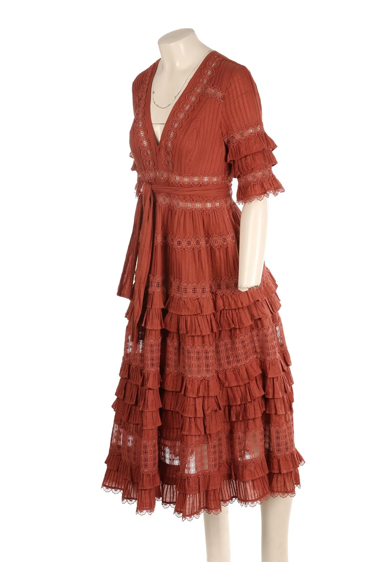 ZIMMERMANN PINK COTTON MAXI DRESS 1 UK 10 - Image 3