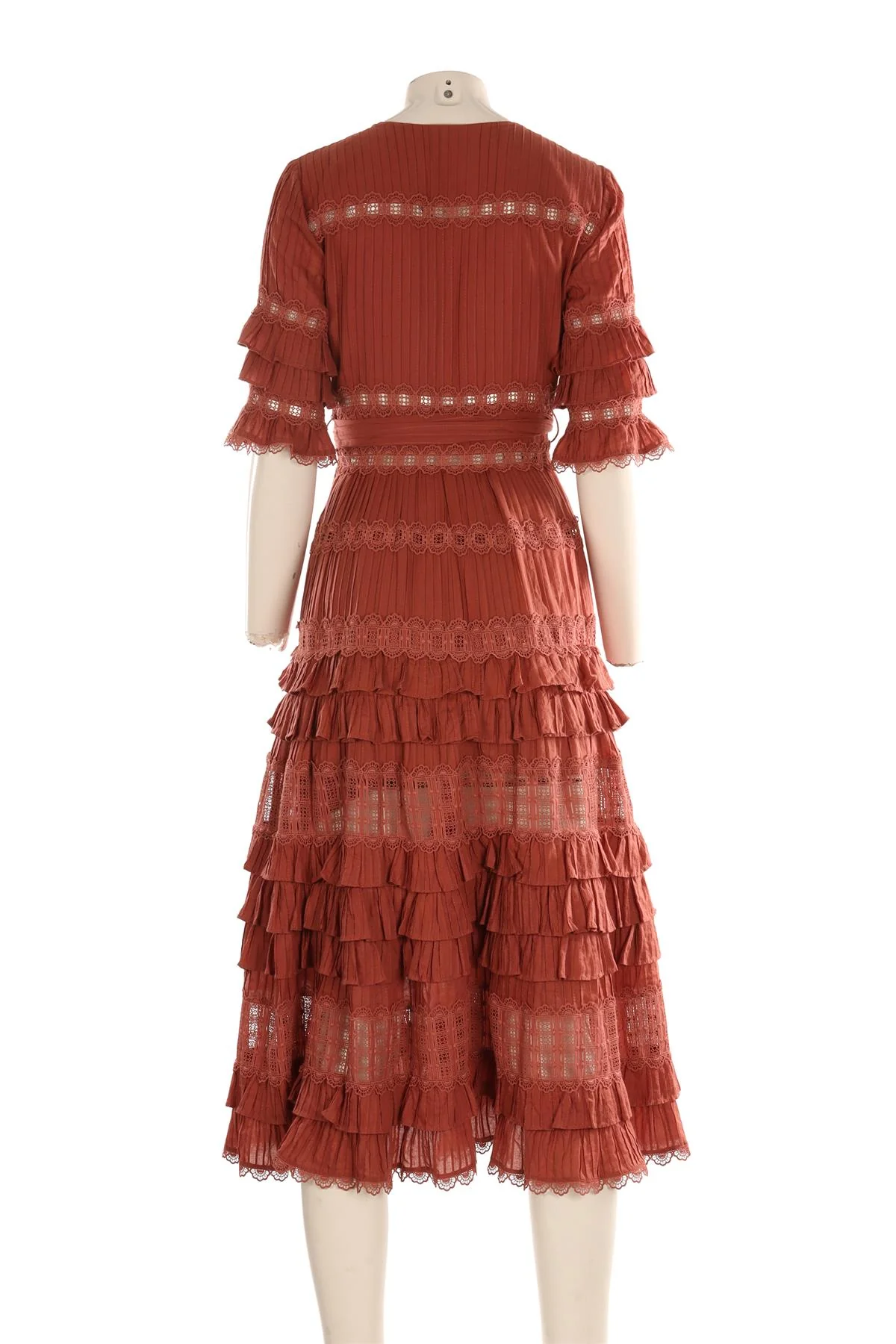 ZIMMERMANN PINK COTTON MAXI DRESS 1 UK 10 - Image 4