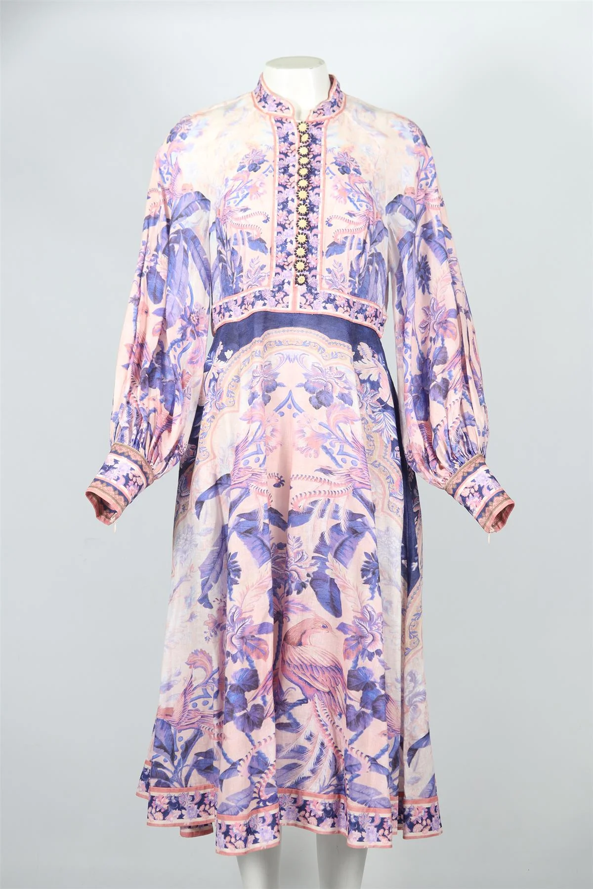ZIMMERMANN PRINTED LINEN MIDI DRESS UK 12 - Image 2
