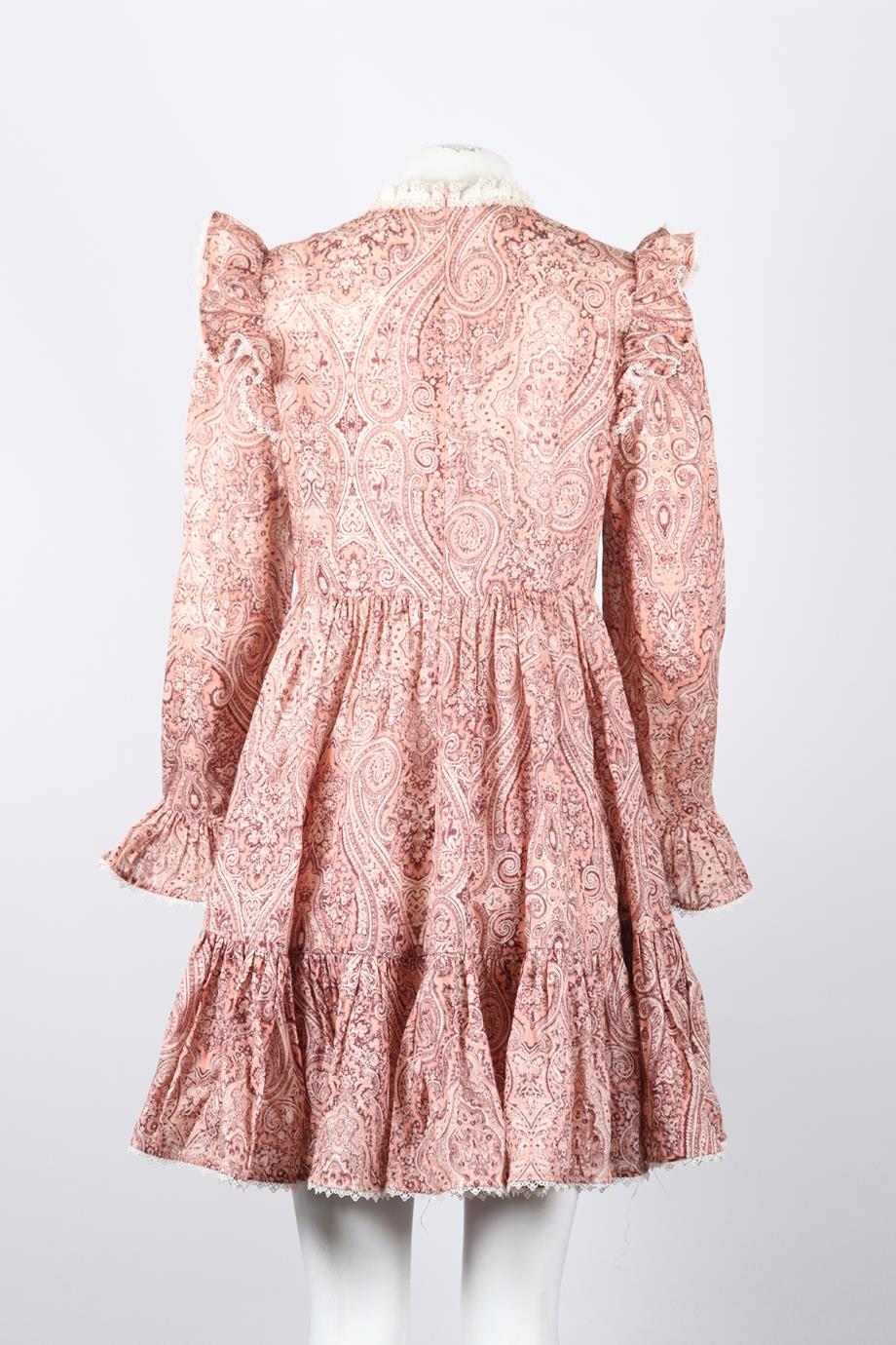 ZIMMERMANN PRINTED LINEN MINI DRESS UK 14 - Image 4