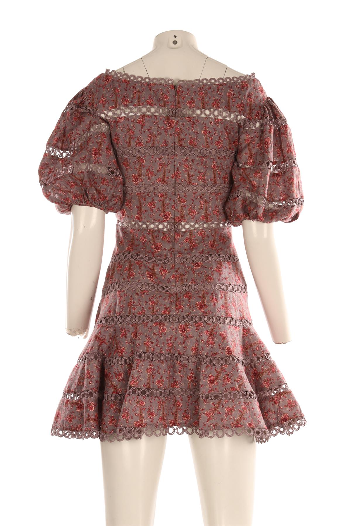 ZIMMERMANN PURPLE LINEN MINI DRESS 1 UK 10 - Image 4