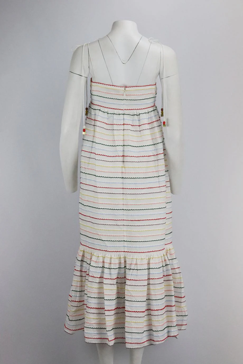 ZIMMERMANN SCALLOPED STRIPED COTTON MIDI DRESS UK 12 - Image 4
